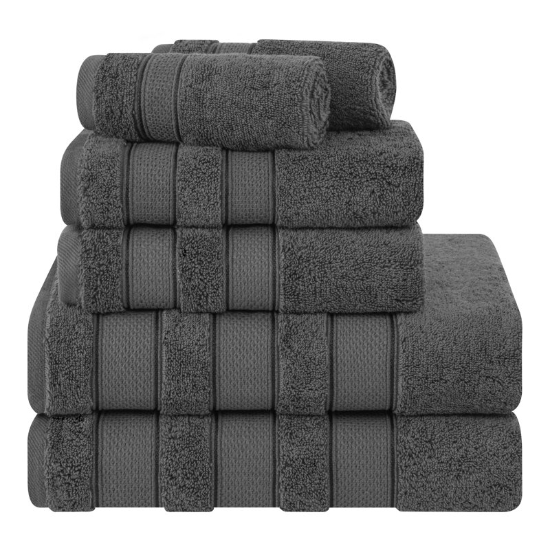Ensemble 6 serviettes de bain Karani, Gris foncé