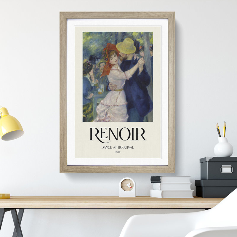 Dance At Bougival by Pierre-Auguste Renoir - Single Picture Frame Print, Oak Framed, 36cm H x 27cm W x 2cm D