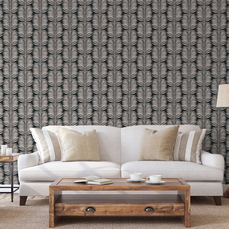 Organic Betty Palms 10' L x 24" W Wallpaper Roll, Cashmere, Faux Grasscloth