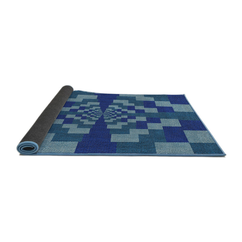 Tapis de zone bleue à motifs, Rond 3 pi
