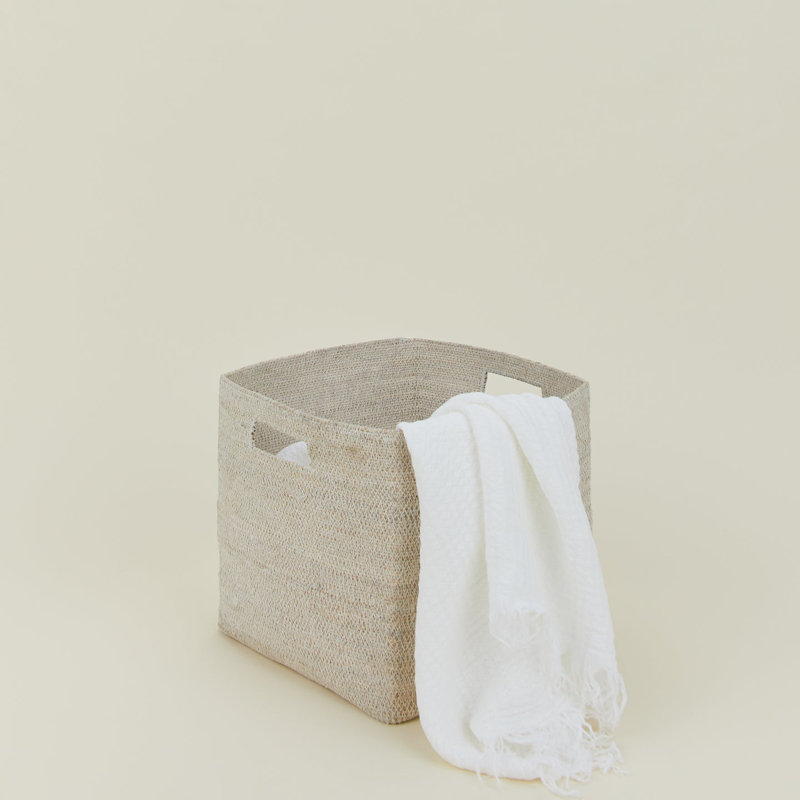 Panier à linge Essential avec poignées, Blanc, H 12 po x l 13 po x P 13 po