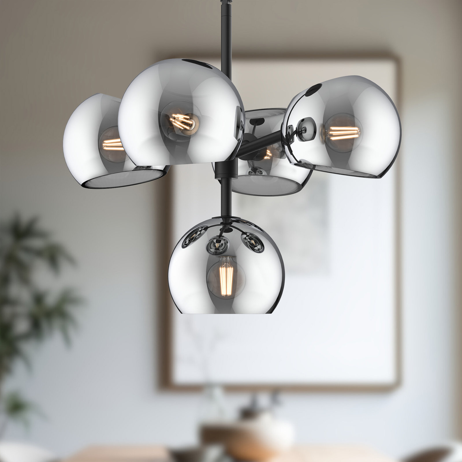 Willow 5 - Light Sputnik Chandelier, Matte Black, Smoke