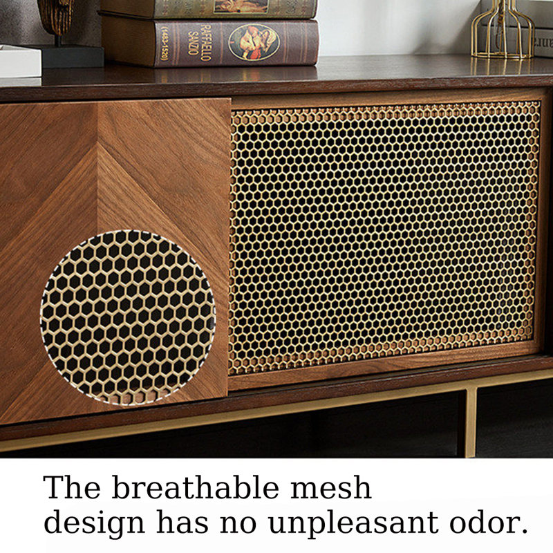 Meuble télé de rangement rétro luxueux en parquet brun et brun foncé, 220 cm (86,61 po).