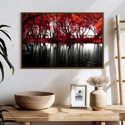 Pop Lakeside Red Trees