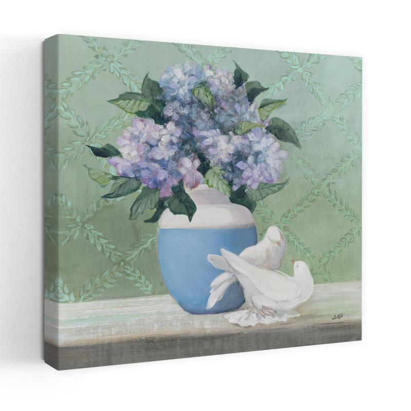 Art contemporain d'hortensia enchanté, H 18 po x l 18 po