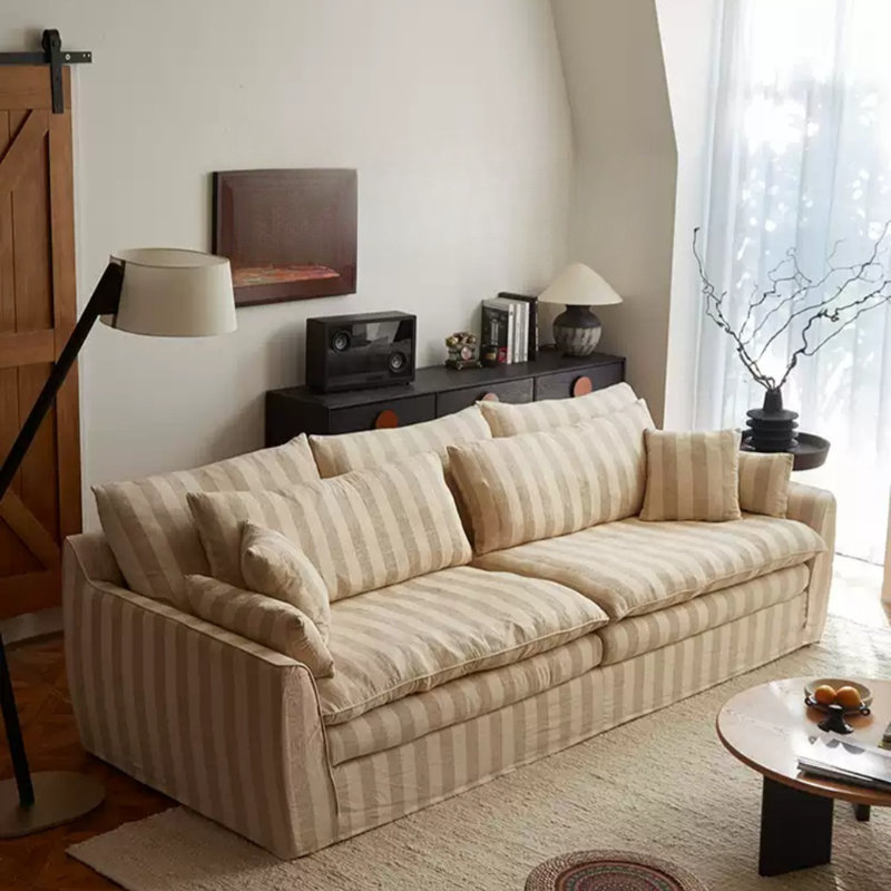 Striped Linen Washable Straight Sofa