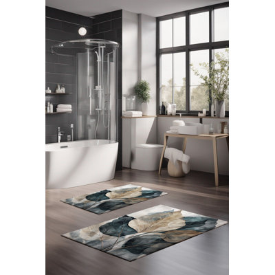 Luxury Bathmat Set (2 Pieces), 100% Polyester, 16.0 x 23.6 inches & 23.6 x 39.4 inches | Non-Slip Antibacterial Design, 0.3 in Pile Height | Machine Washable, Durable & Easy to Clean | Ideal for Bathroom Décor