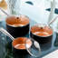Ensemble de casseroles à sauce, ensemble de casseroles antiadhésives de 3, casseroles en céramique avec couvercle, ensemble de casseroles de 1 pte et 2 pintes et 3 pintes, casserole en cuivre avec couvercle