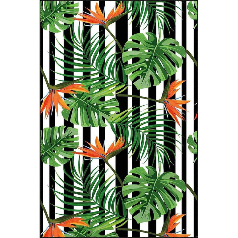 Tapis décoratif tissé à motif floral Green Leaf, Sous-tapis rectangulaire 2 pi 4 po x 3 pi 11 po