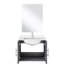 Meuble-lavabo gris foncé de l 24 po x P 22 po, comptoir en quartz blanc avec robinet et miroir de 18 po - construction durable et comptoir de 24 po avec résistance aux égratignures