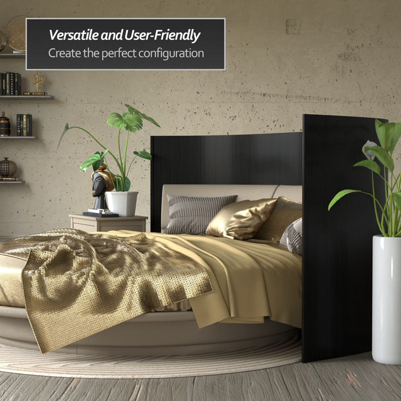 Siena Rolling Bamboo Room Divider, Black, 4 ft. Short