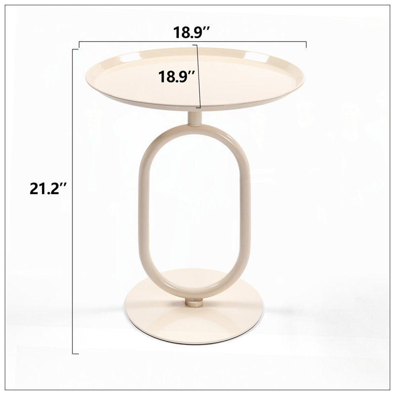 Table basse de salon, H 21,3 po x L 18,9 po x l 18,9 po, Blanc, crème