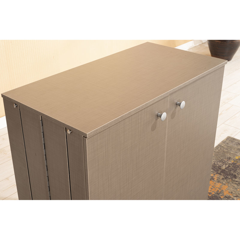 Brown + Beige 3 Tier Shoe Stand - Wooden Storage With 27 In. Depth, 36 Width, 13 Height & Holder Wooden, 26.49 35.05 12.71