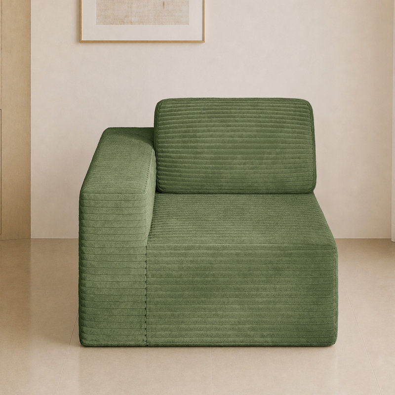 1 Seater Corduroy Sectional, Green