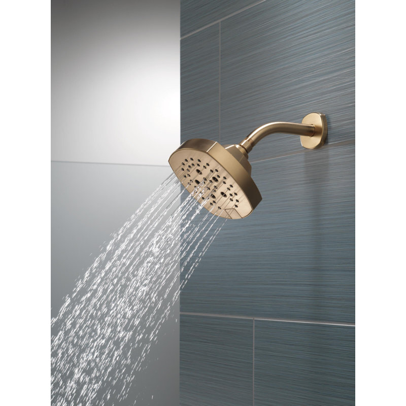 Pomme de douche à 5 réglages H2Okinetic, pomme de douche carrée, Bronze champagne Lumicoat