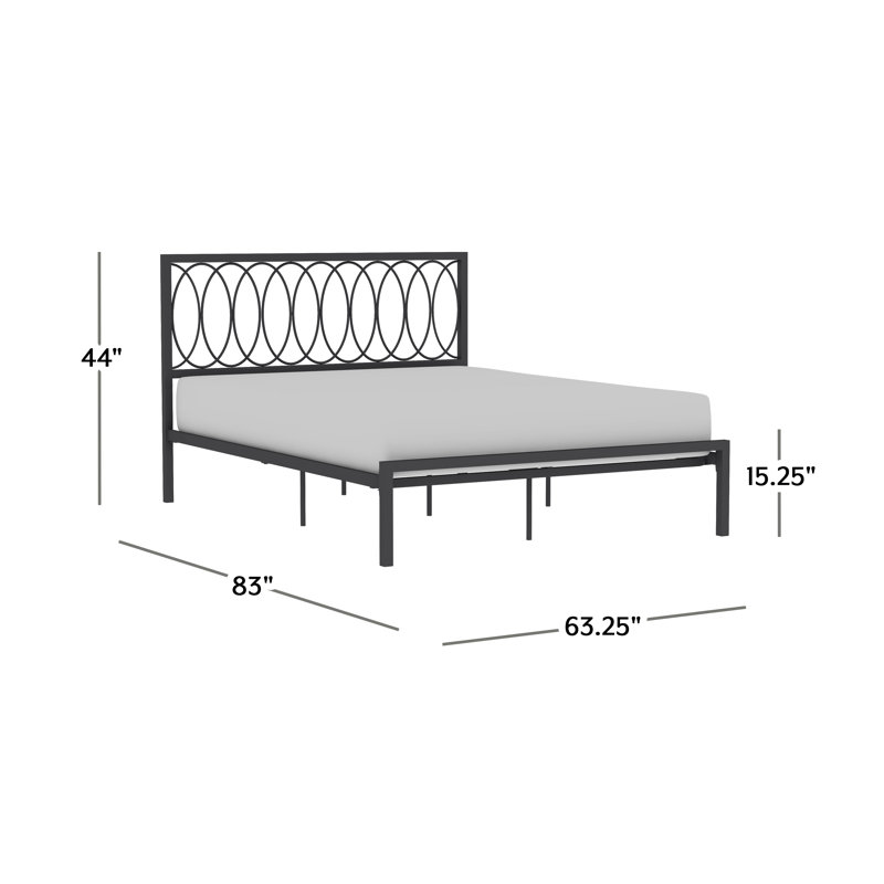 Manzi Metal Open-Frame Bed, Queen, Gray