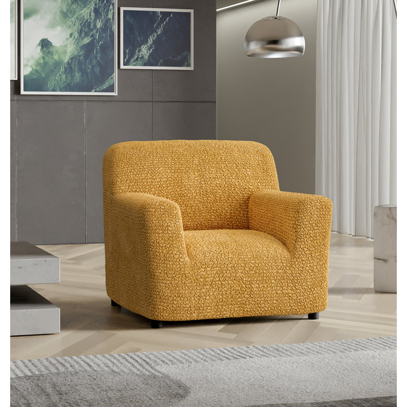 Stretchy Slipcover for Armchair - Secure Fit, Easy to Clean and Durable - Comfort Collection, Mango