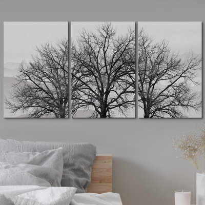Abstrait arbre en hiver, paysage gris, photo moderne, paysage, décoration murale
