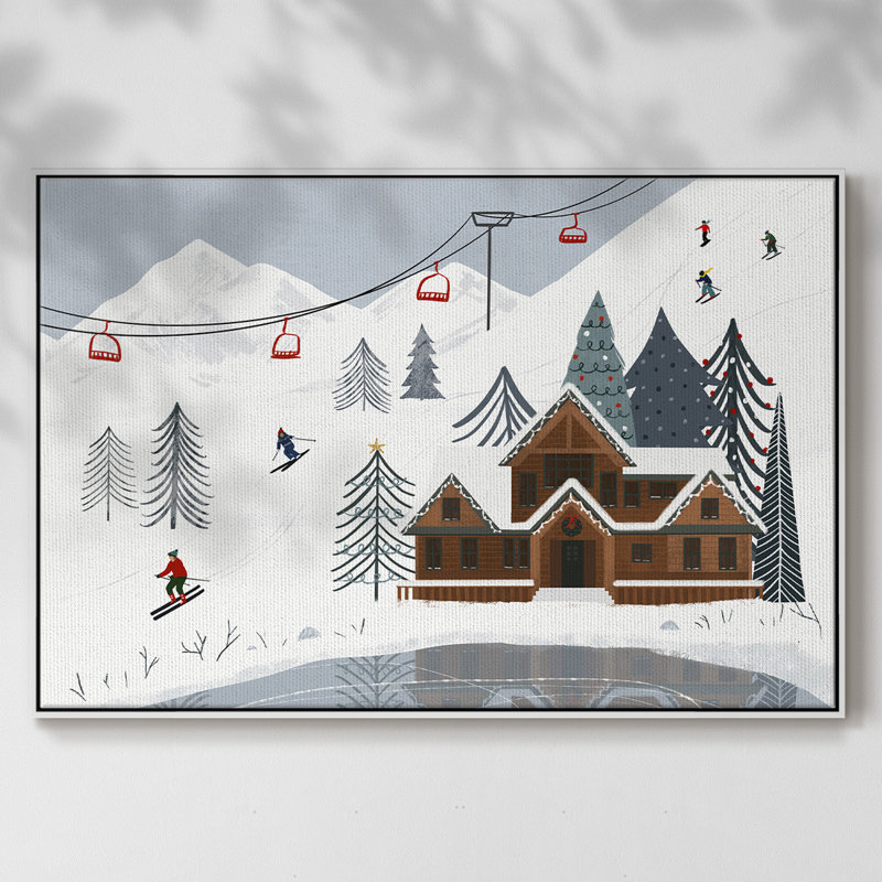 Collection «Ski Slope», toile tendue avec châssis en A, H 27 po x l 41 po x P 2 po, Blanc
