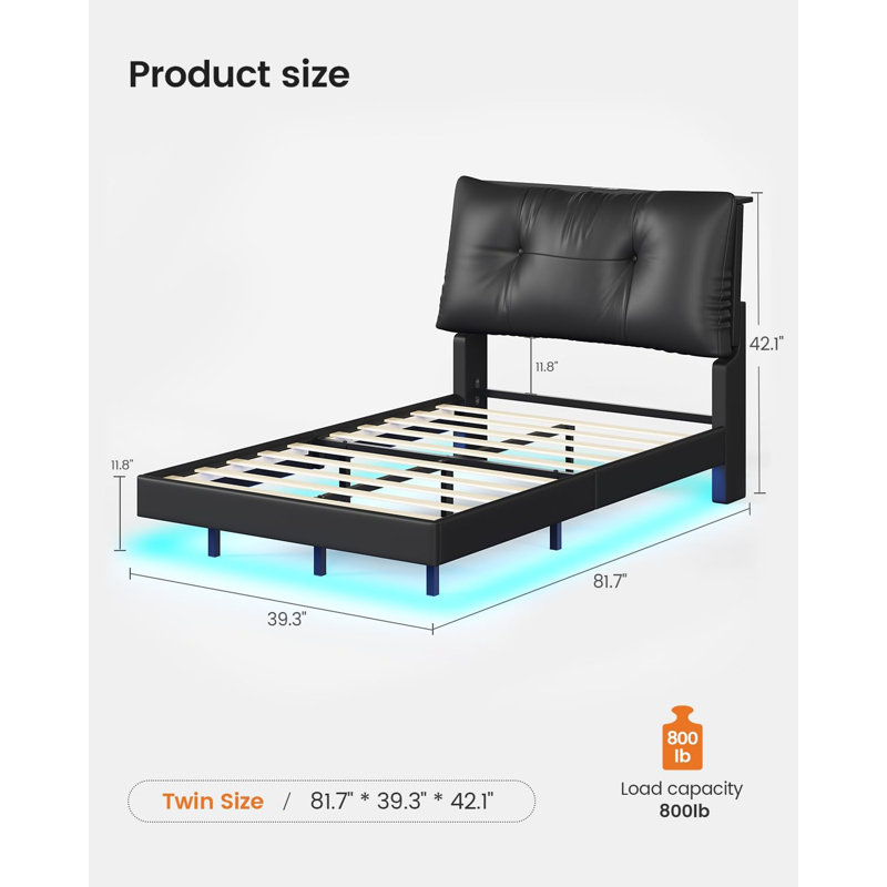 Floating Bed Frame, Twin