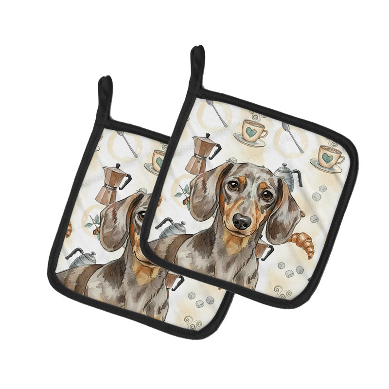 Paire de porte-casseroles Dapple Dachshund