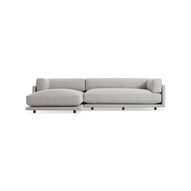 Sunday Chaise Sectional, Agnew Gray Textured Basketweave, Left Hand Facing