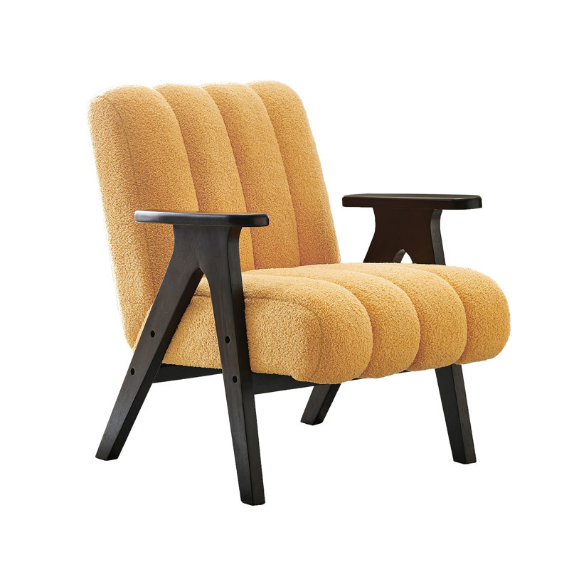 Fauteuil à oreilles avec cadre de lecture en bois, Jaune