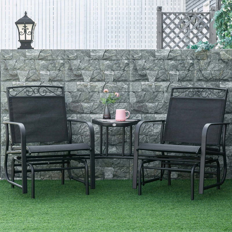 Fauteuils coulissants d'extérieur avec table basse Outsunny