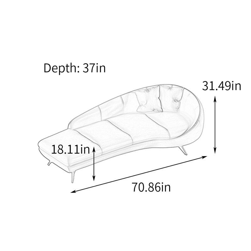 Chaise longue d'intérieur moderne et minimaliste, Orienté à droite, Beige / cyan