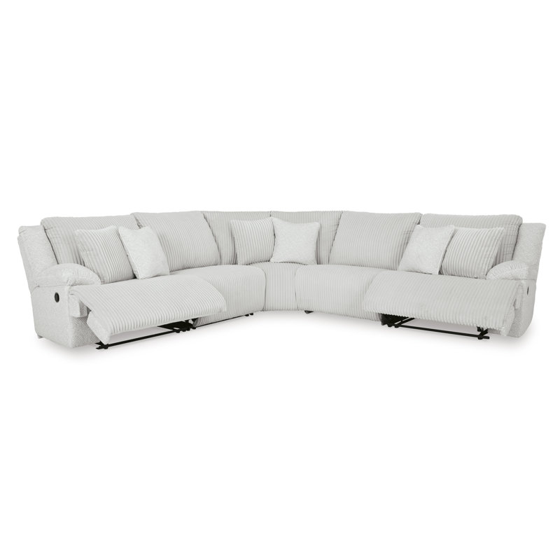 Canapé modulaire inclinable en alliage 5 pièces Top Tier, Velours côtelé gris / polyester