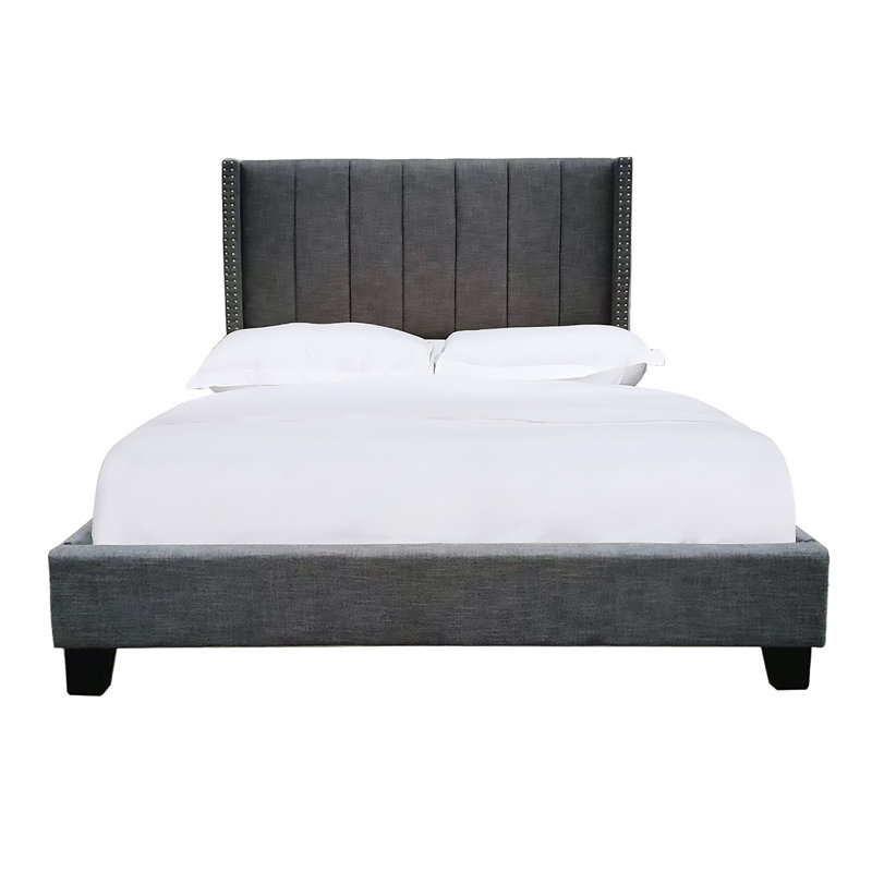 Lit plateforme tapissier Alvada Hollowell, Double