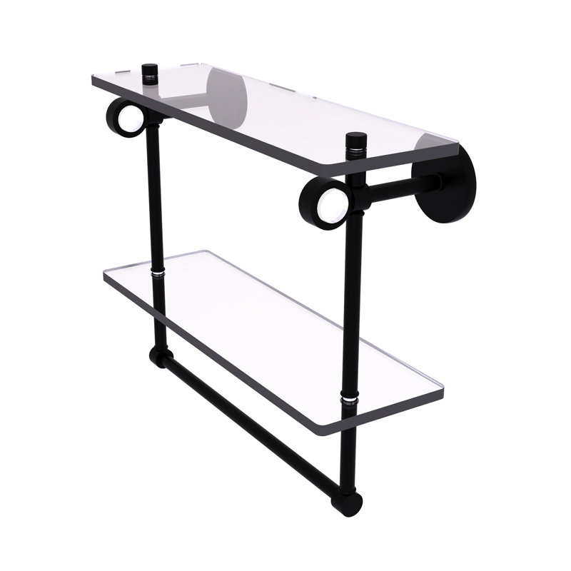 Tablette murale en verre double meuble-lavabo Margolis, H 12,8 po x l 16 po x p 5,6 po, Noir mat