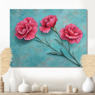 Cyan Harmony Of Rose Carnation - Floral Metal Wall Art, Carnation Metal Print