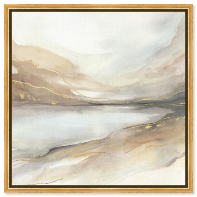 Eaux calmes - Reproduction sur toile encadrée d'Ira Colmeva, style côtier vintage, par Art Remedy, cadre doré, 61 x 61 cm