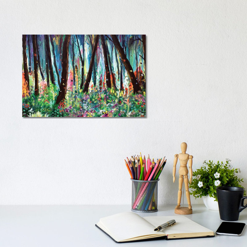 Woodland Wildflowers And Butterflies by Laura Iverson - Wrapped Canvas Gallery-Wrapped Canvas Giclée, 20.32 cm H x 30.48 cm W