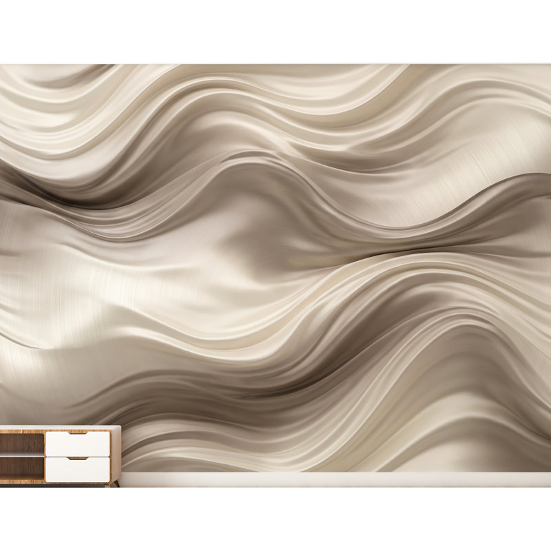 Papier peint onde 3D - Tissu abstrait fluide - Texture sculpturale de luxe - Murale neutre moderne minimaliste 1141DRS