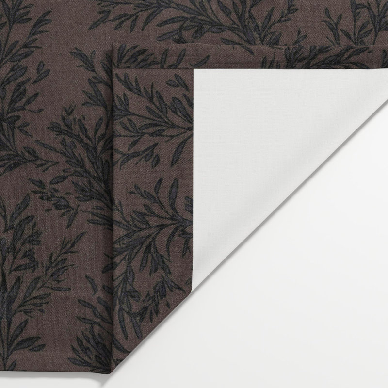 TWOPAGES Unlined Floral Curtain Printed Faux Linen Pinch Pleat Curtain, Wine, 52" W x 84" L