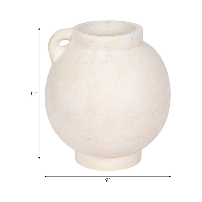Handmade Ceramic / Porcelain Table Vase, White, Overall Height - 10"