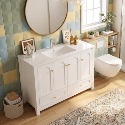 Meuble-lavabo de 48 po avec lavabo en résine et portes à fermeture douce