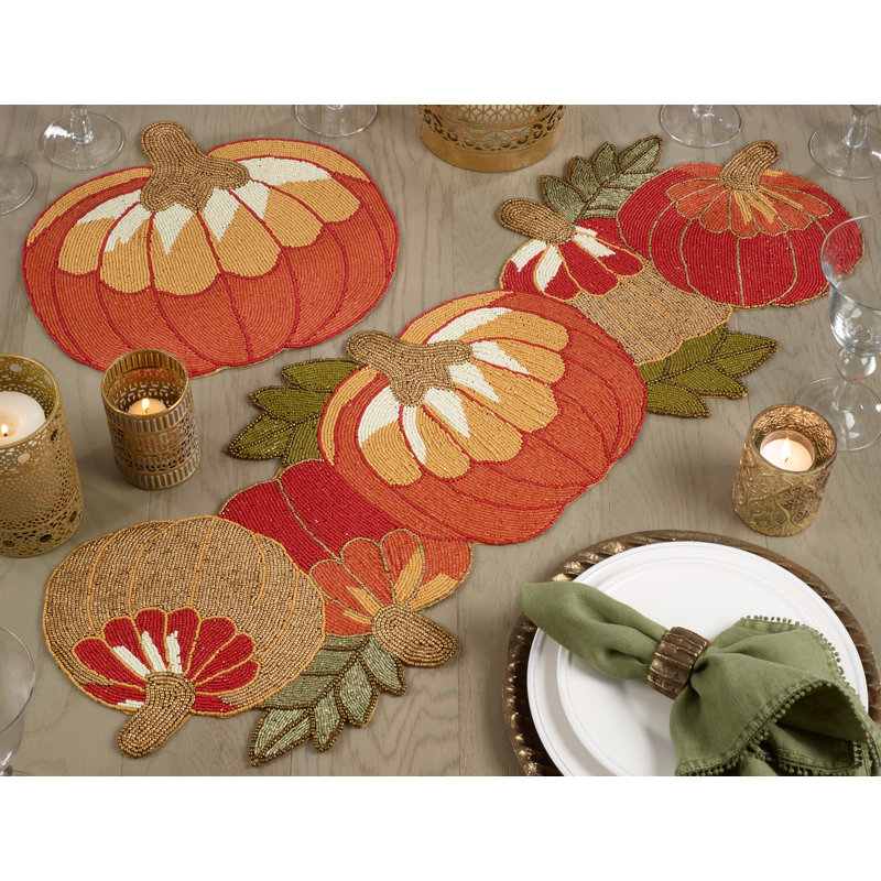 Jamieson Beaded Pumpkin Table Runner