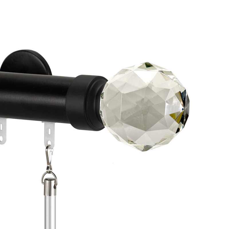 Daria Single Curtain Rod, Black, 132 Inch