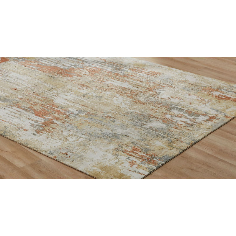 Bergeman Wool Abstract Area Rug in Beige, Rectangle 12' x 15'