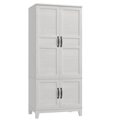 Armoire Wardrobe Closet with 4 Doors,72" Wooden Wardrobe Cabinet with Hanging Rod, Freestanding Tall Clothing Armoire Cabinet with 18 Adjustable Shelv by Wrought Studio
