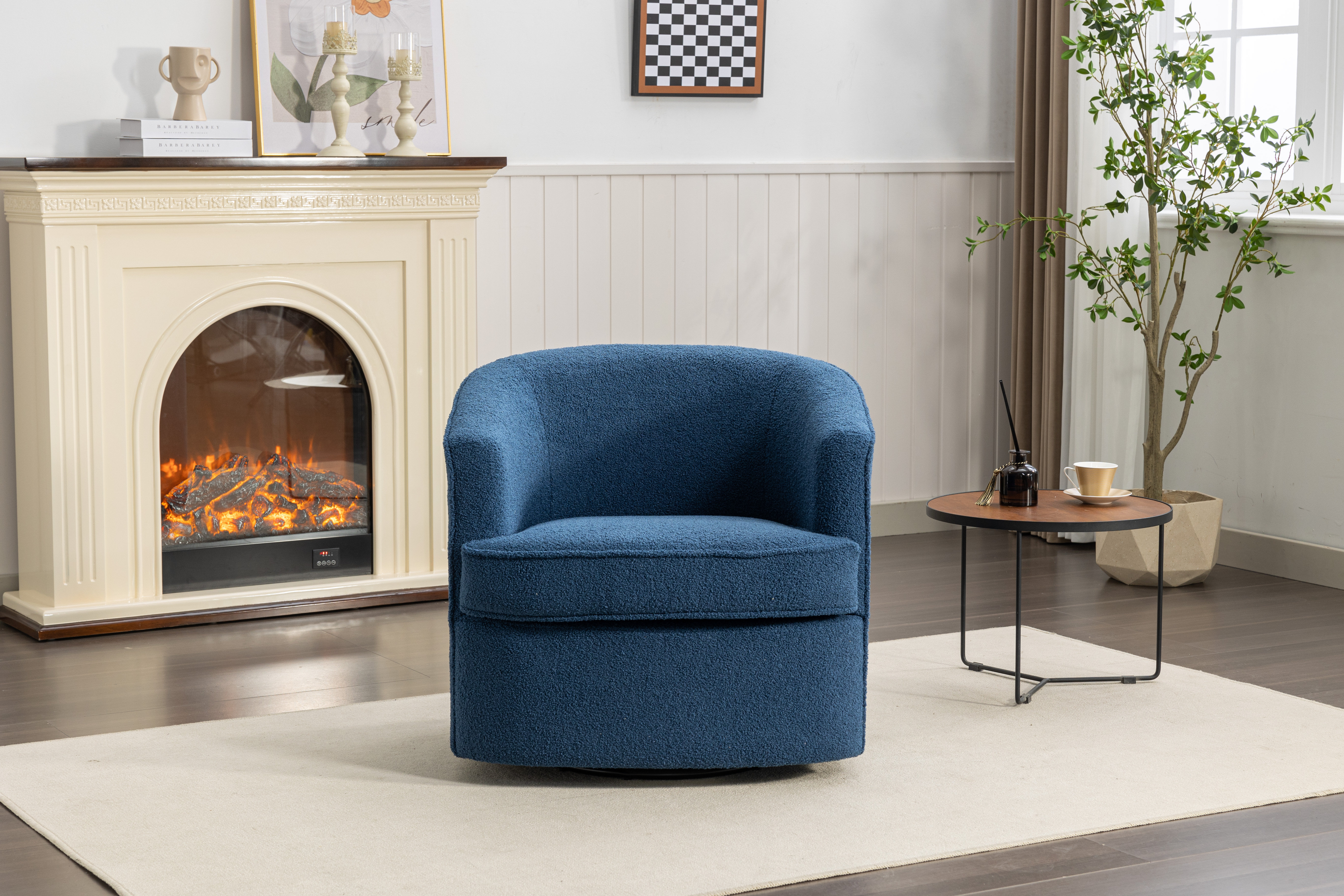 Wrought Studio Fauteuil demi-tonneau pivotant de 29 po Jenai et ...