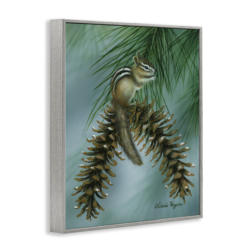 «Stupell Industries Chipmunk Pine Cone Perch», art de la giclée encadrée par Valerie Rogers, H 14 po x l 11 po