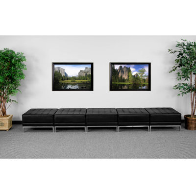 Hercules Imagination Series LeatherSoft Backless Five Seat Bench w/Integrated Stainless Steel Legs