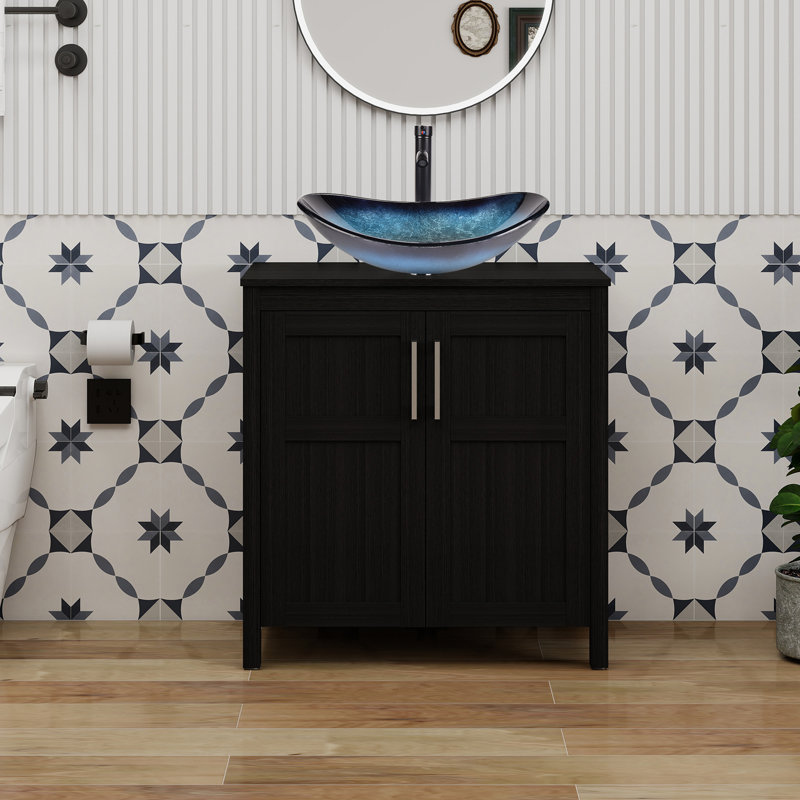 30" Free-Standing Modern Single Bathroom Vanity With Sink, Black