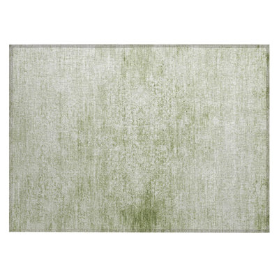 Machine Washable Indoor/Outdoor Xhevrie Sage Rug