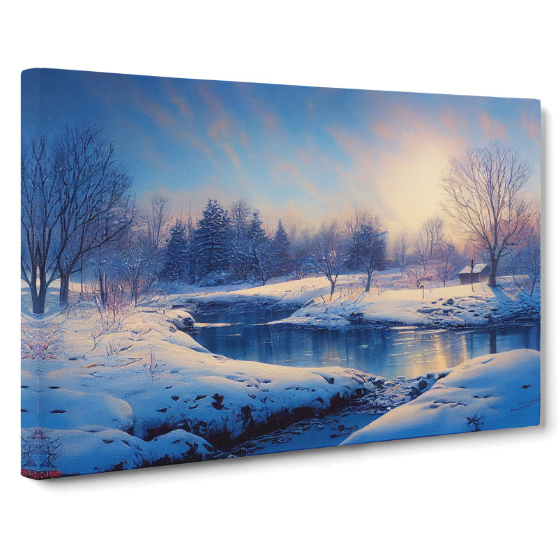 Winter Forest Stream - Wrapped Canvas