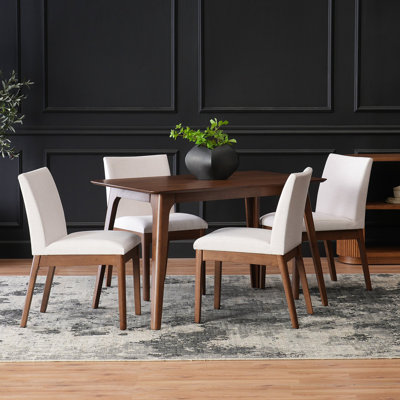 5-Piece Dining Table Set with One Solid Wood Frame Table and 4 Upholstered Chairs for Dining Room